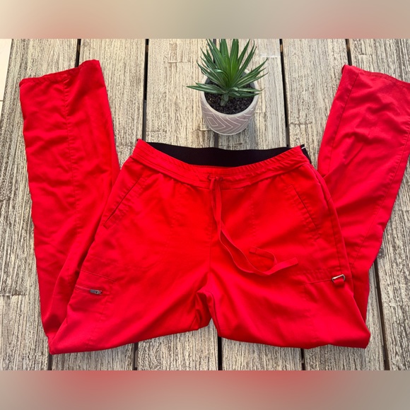 Women's Grey's Anatomy Stretchy Medical Scrub Pants, Red, Size Medium TALL - Picture 1 of 7